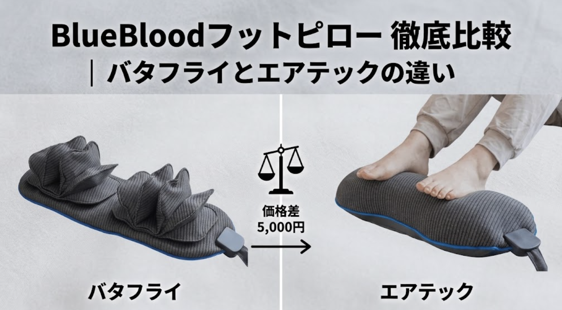 BlueBloodフットピロー比較｜バタフライとエアテックの5,000円差